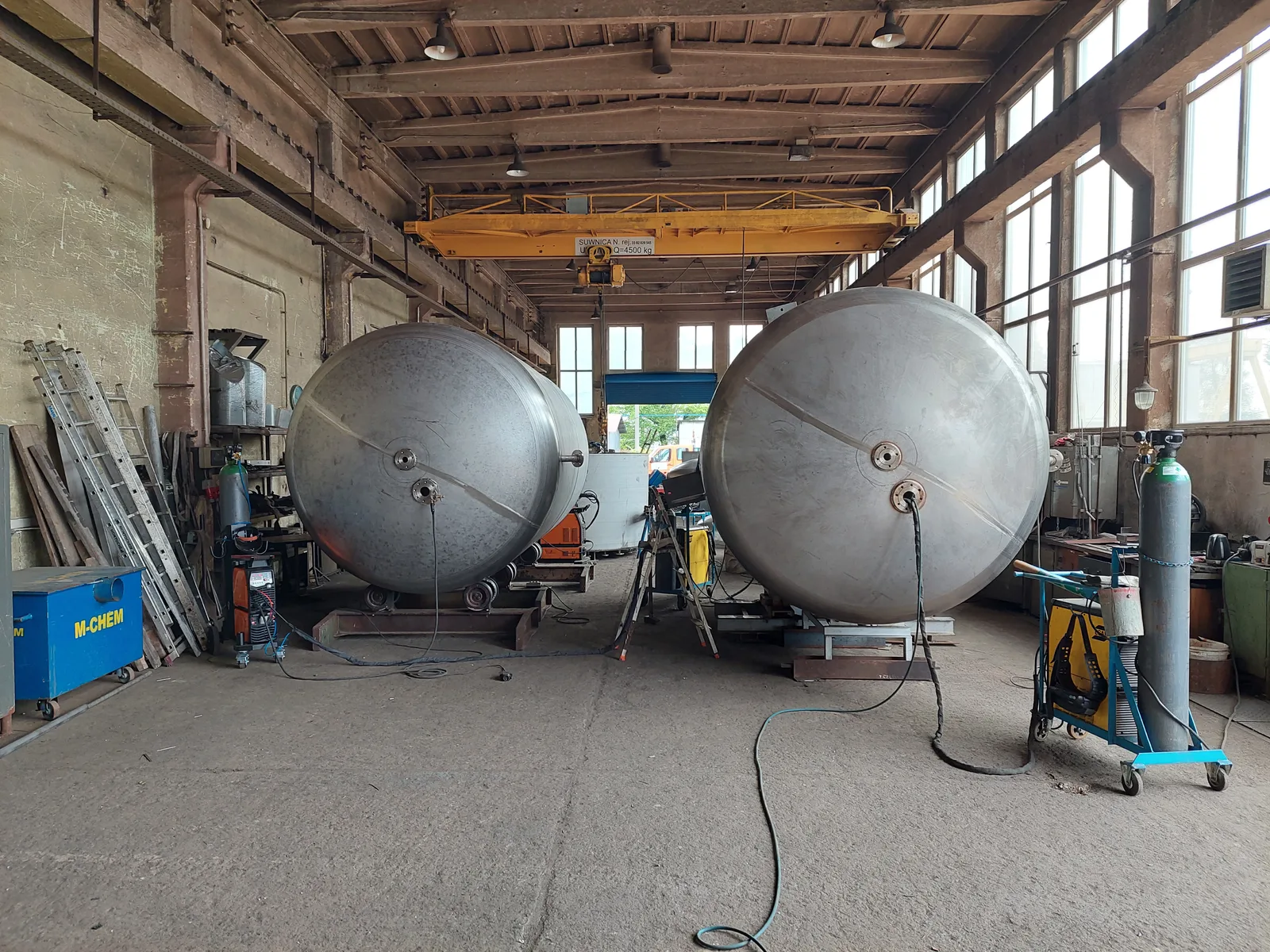Vessel heads being manufactured in the workshop
