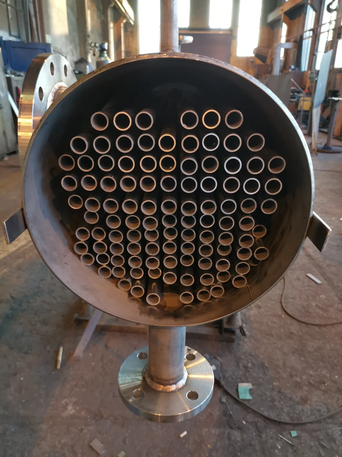 Detail of a heat exchanger tube sheet